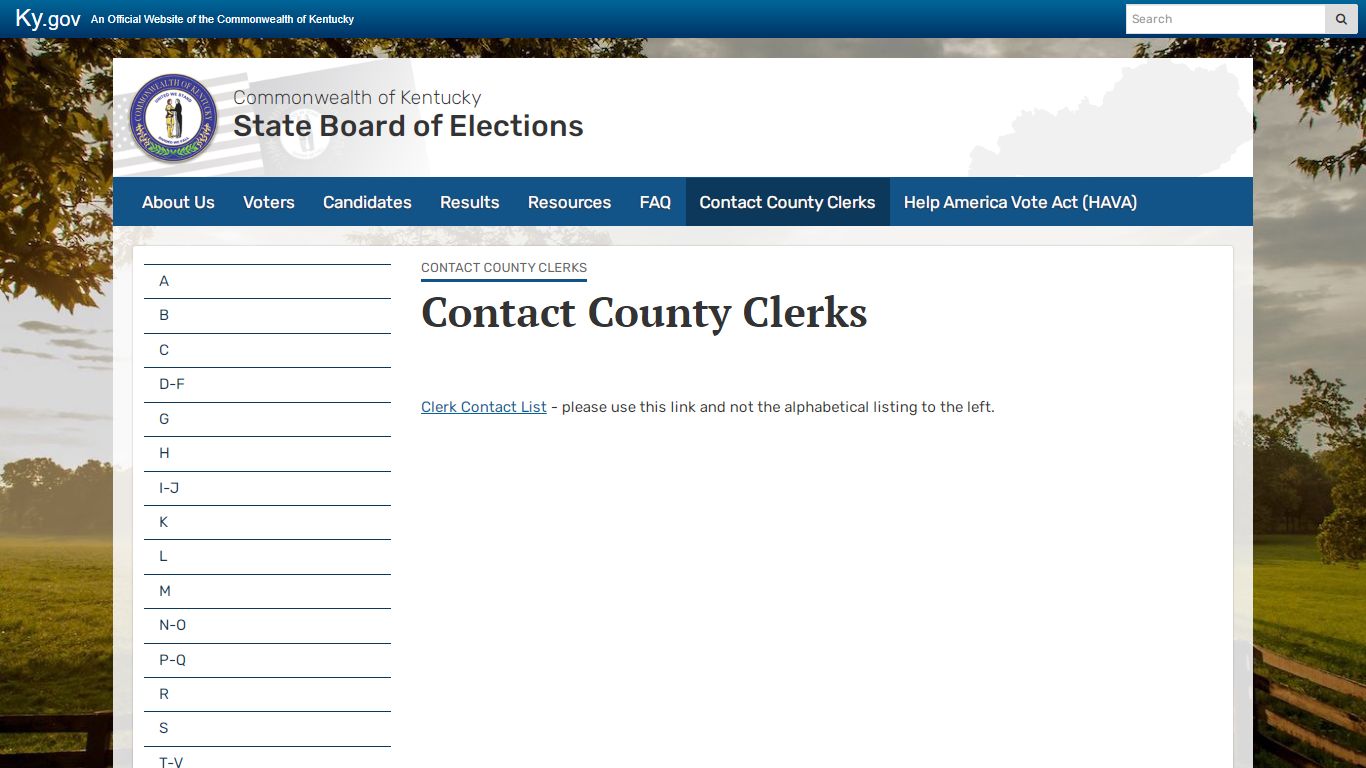 Contact County Clerks - State Board of Elections - Kentucky